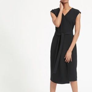 Everlane Japanese go weave black wrap dress size 6